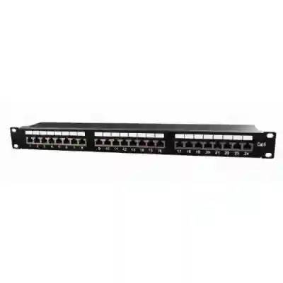 Patch Panel Gembird NPP-C624-002, 19inch, 24 port, Black