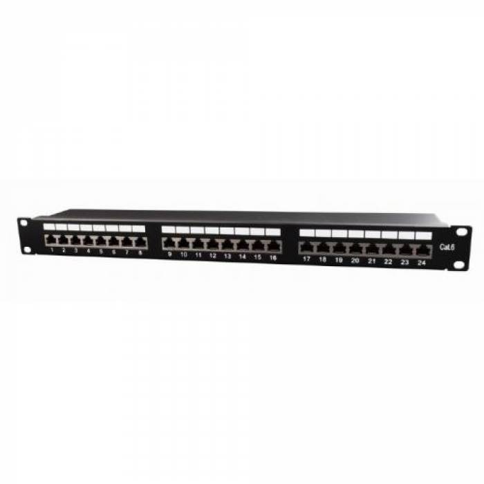 Patch Panel Gembird NPP-C624-002, 19inch, 24 port, Black