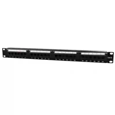 Patch panel Gembird NPP-C624CM-001, 19inch, 24 port, Black