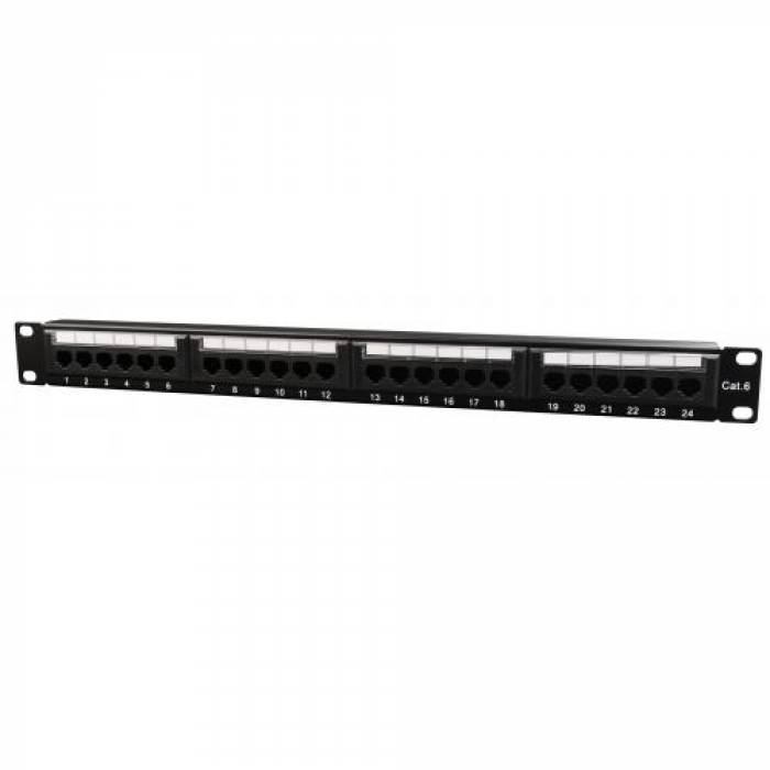 Patch panel Gembird NPP-C624CM-001, 19inch, 24 port, Black