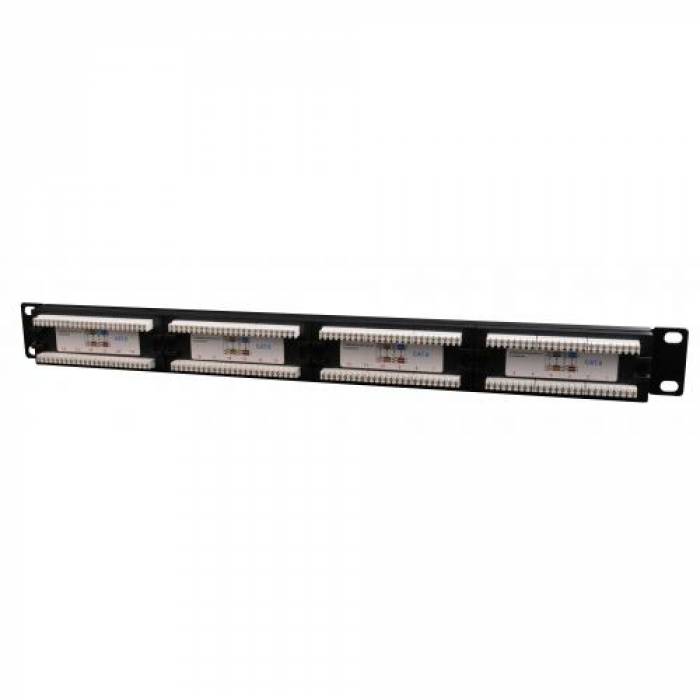 Patch panel Gembird NPP-C624CM-001, 19inch, 24 port, Black