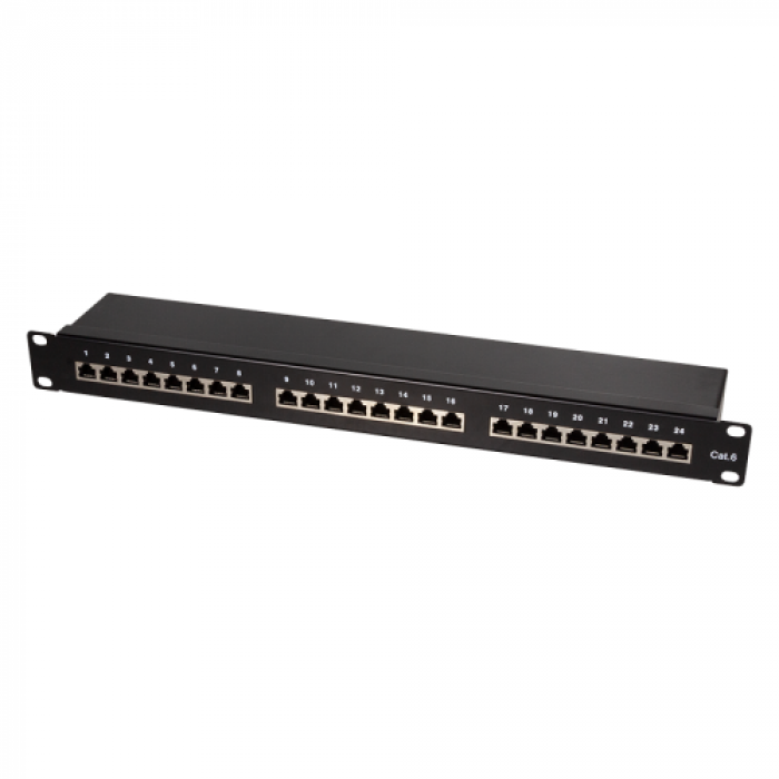 Patch Panel Logilink NP0055, 19inch, 24x porturi, Black