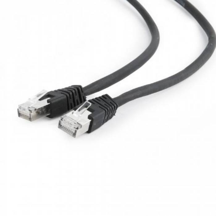 Patchcord Gembird RJ45, Cat. 6A, S/FTP, 1m, Black