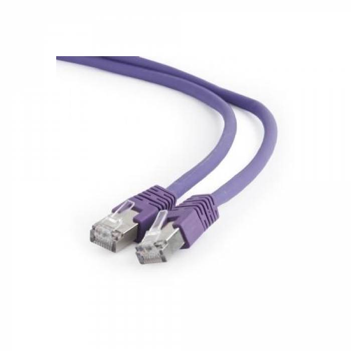 Patchcord Gembird RJ45, Cat. 6A, S/FTP, 5m, Purple