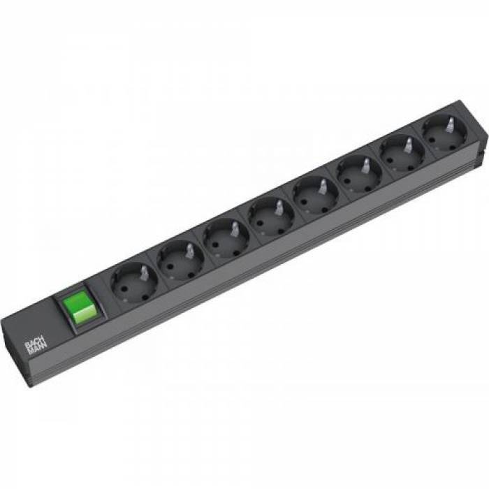 PDU Bachmann 333.505, 8x Schuko, 2m,  Black