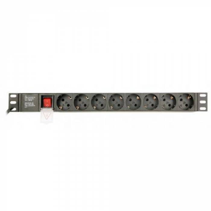 PDU Gembird EG-PDU-014, 8x Schuko, Black