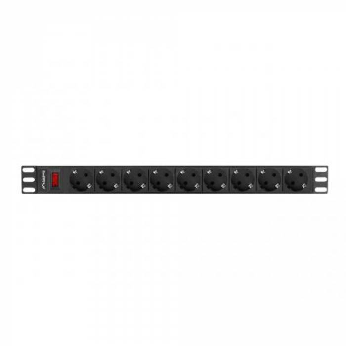 PDU Lanberg PDU-09F-0300-BK, 9x Schuko, Black