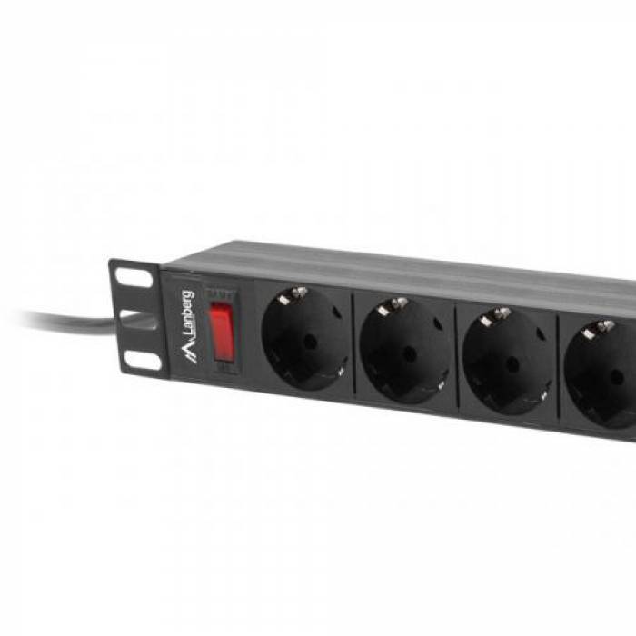 PDU Lanberg PDU-09F-0300-BK, 9x Schuko, Black