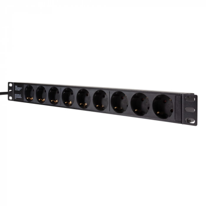 PDU Logilink PDU9C03, 9x Schuko, Black