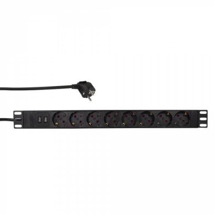 PDU Logilink Professional, 8x Schuko, Black