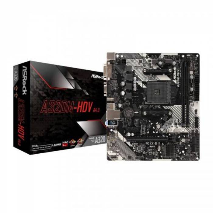 Placa de baza ASRock A320M-HDV R4.0, AMD A320, Socket AM4, mATX