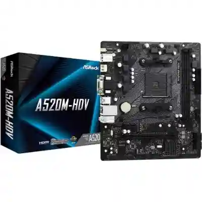 Placa de baza ASRock A520M-HDV, AMD A520, socket AM4, mATX
