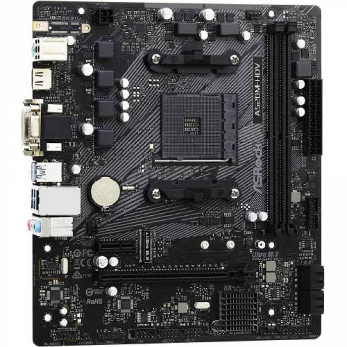 Placa de baza ASRock A520M-HDV, AMD A520, socket AM4, mATX