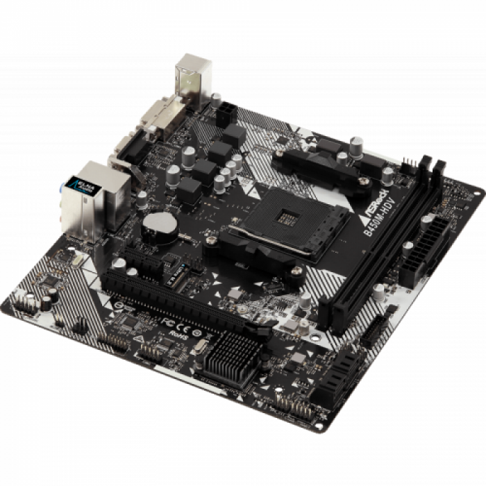 Placa de baza ASRock B450M-HDV R4.0, AMD B450, Socket AM4, MATX