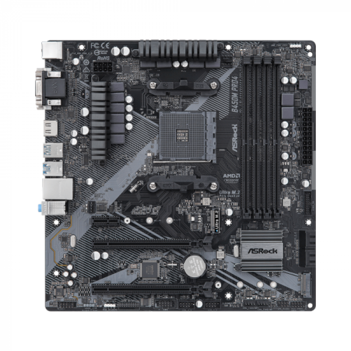 Placa de baza ASRock B450M PRO4 R2.0, AMD B450, socket AM4, mATX