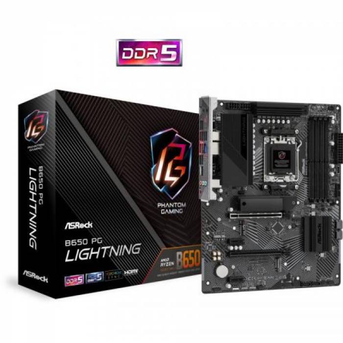 Placa de baza ASRock B650 PG Lightning, AMD B650, Socket AM5, ATX