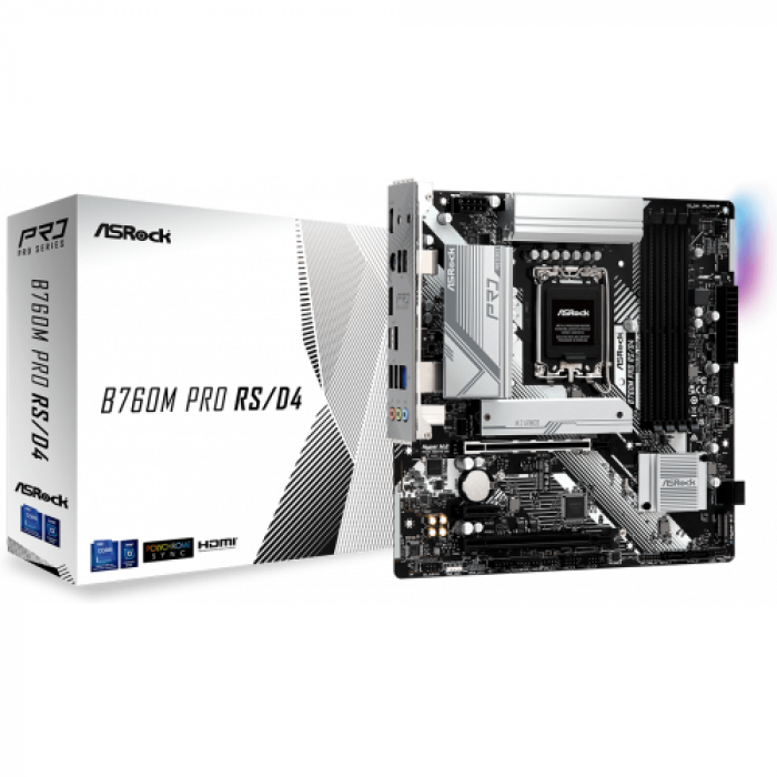 Placa de baza ASRock B760M Pro RS/D4, Intel B760, Socket 1700, mATX