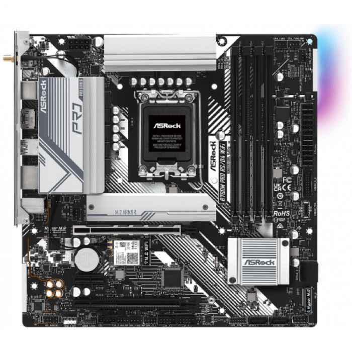 Placa de baza ASRock B760M Pro RS/D4 WiFi, Intel B760, Socket 1700, mATX