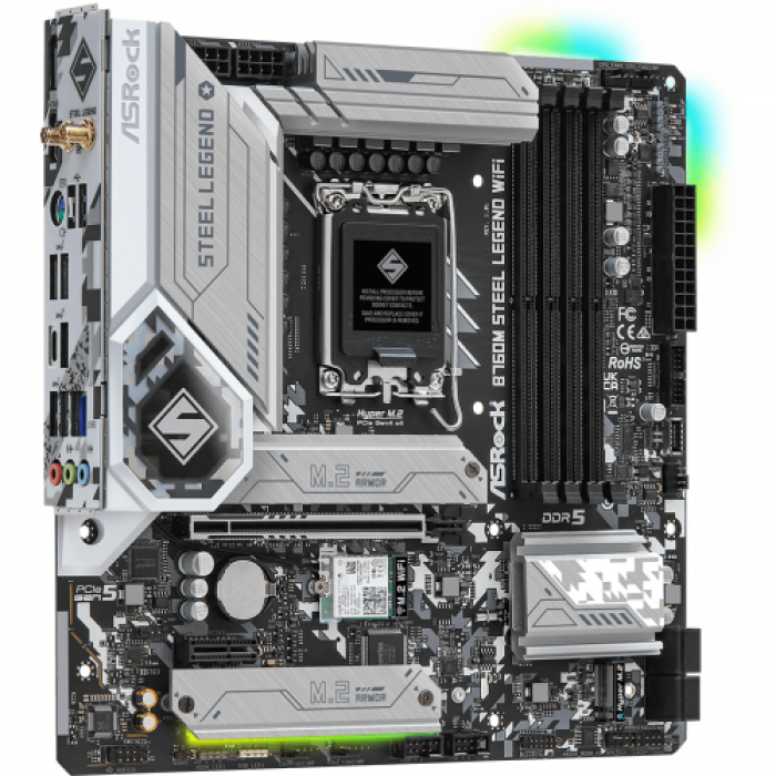 Placa de baza ASRock B760M Steel Legend Wifi, Intel B760, Socket 1700, mATX