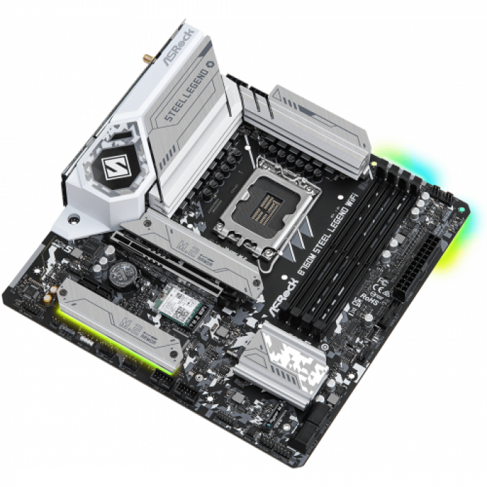 Placa de baza ASRock B760M Steel Legend Wifi, Intel B760, Socket 1700, mATX