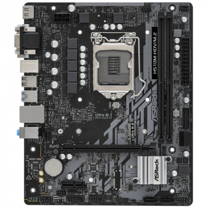 Placa de baza ASRock H510M-HDV/M.2, Intel H510, socket 1200, mATX