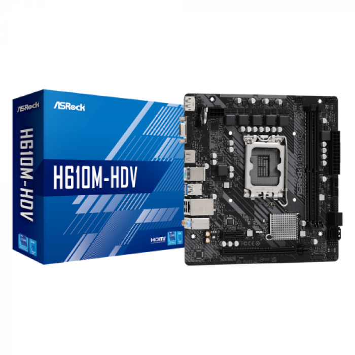 Placa de baza ASRocK H610M-HDV, Intel H610, Socket 1700, mATX