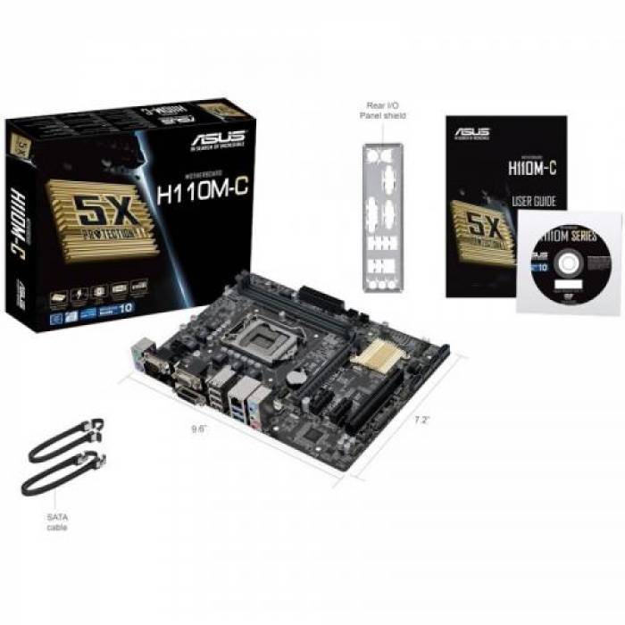 Placa de baza Asus H110M-C/CSM, Intel H110, socket 1151, mATX