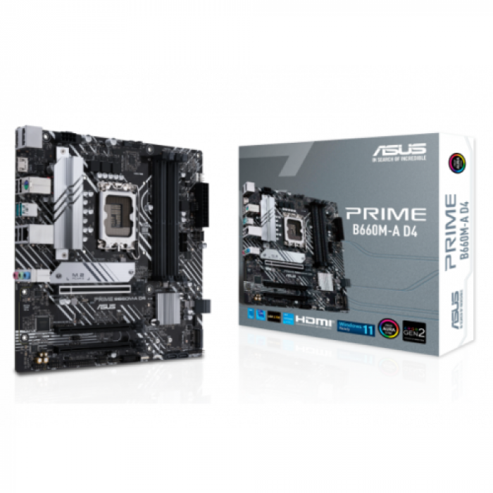 Placa de baza Asus PRIME B660M-A D4, Intel B660, Socket 1700, mATX