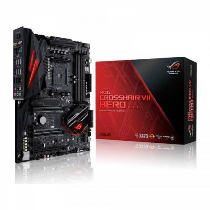 Placa de baza ASUS ROG CROSSHAIR VII HERO (WI-FI), AMD X470, Socket AM4, ATX