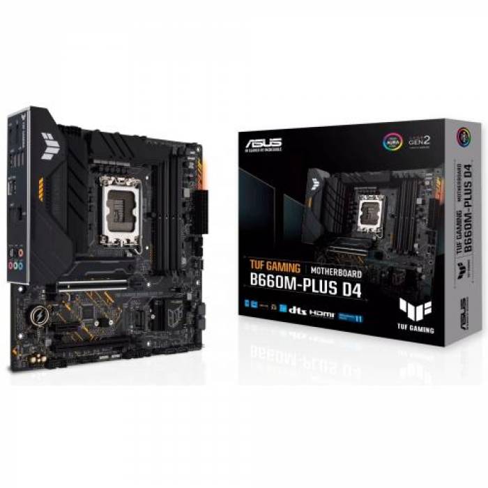 Placa de baza Asus TUF GAMING B660M-PLUS D4, Intel B660, Socket 1700, mATX