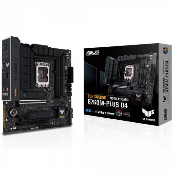 Placa de baza ASUS TUF GAMING B760M-PLUS D4, Intel B760, Socket 1700, mATX