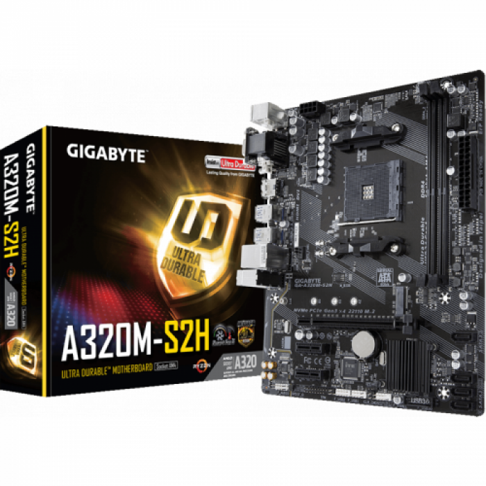 Placa de baza Gigabyte A320M-S2H, AMD A320, socket AM4, mATX