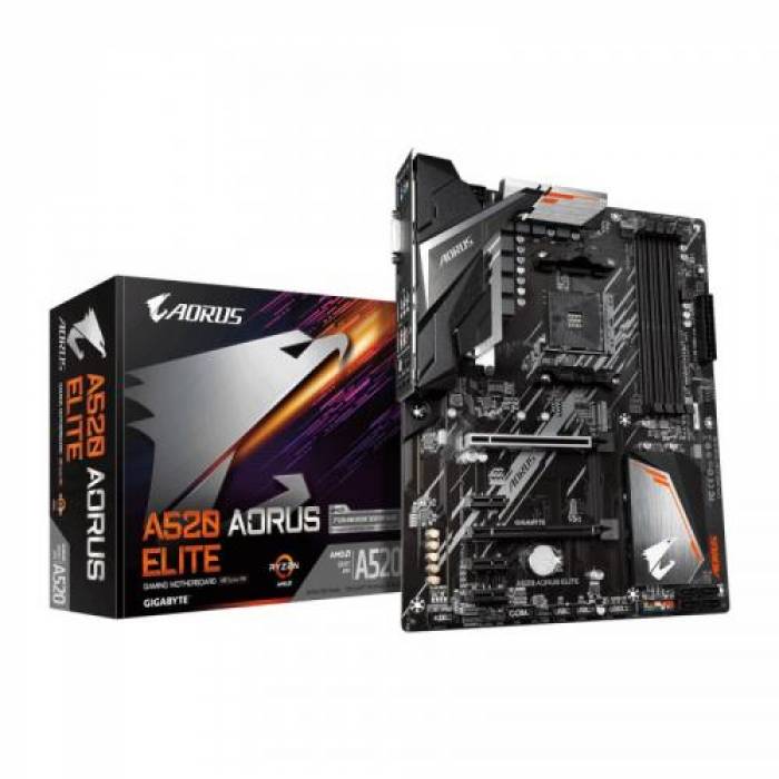 Placa de baza GIGABYTE A520 AORUS ELITE, AMD A520, socket AM4, ATX