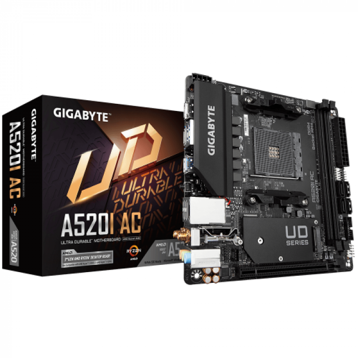 Placa de baza GIGABYTE A520I AC, AMD A520, socket AM4, mIATX