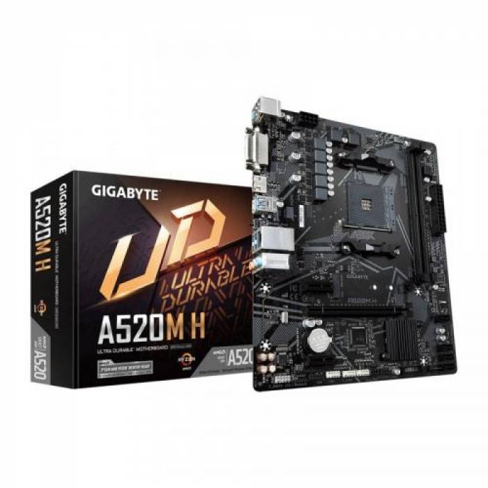 Placa de baza Gigabyte A520M H, AMD A520, socket AM4, mATX