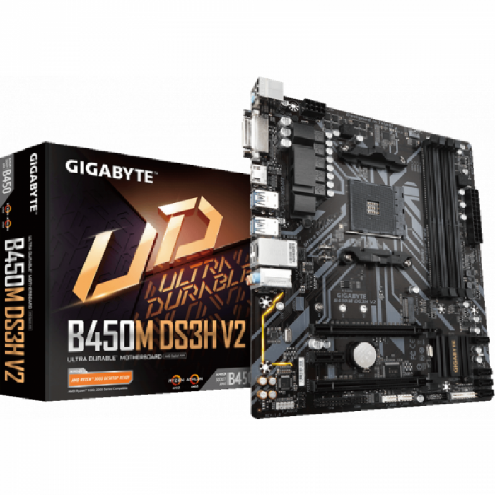 Placa de baza Gigabyte B450M DS3H V2, AMD B450, Socket AM4, mATX