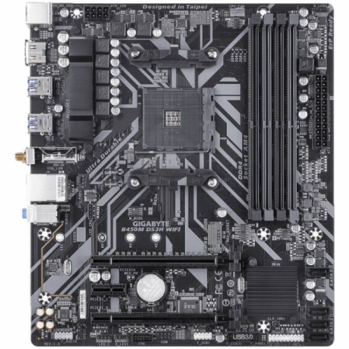 Placa de baza Gigabyte B450M DS3H WIFI, AMD B450, Socket AM4, mATX