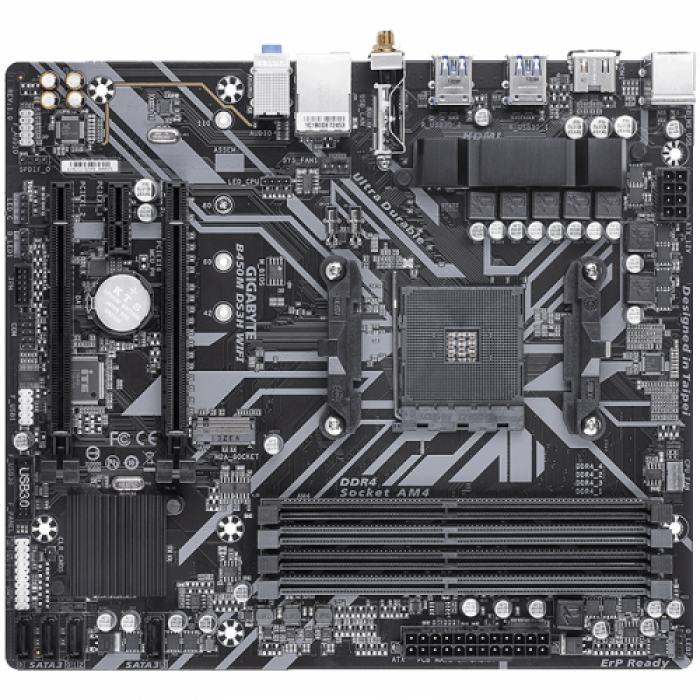 Placa de baza Gigabyte B450M DS3H WIFI, AMD B450, Socket AM4, mATX