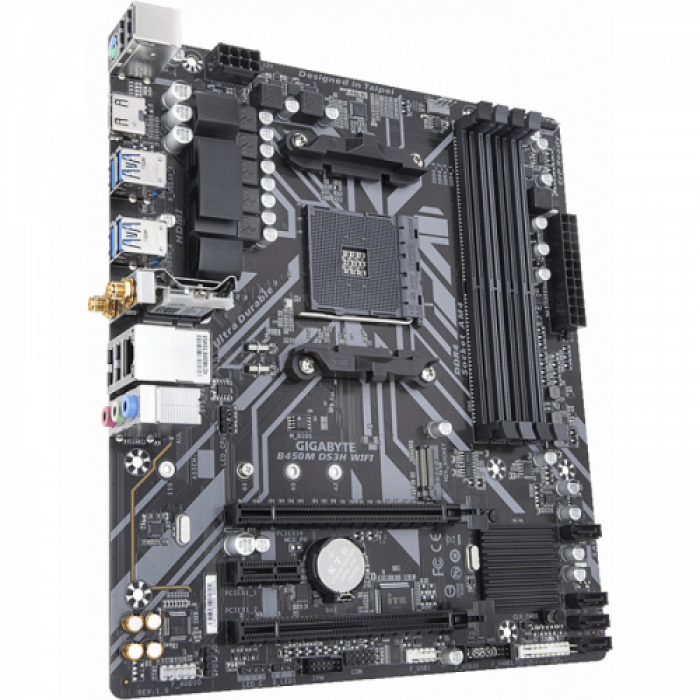 Placa de baza Gigabyte B450M DS3H WIFI, AMD B450, Socket AM4, mATX