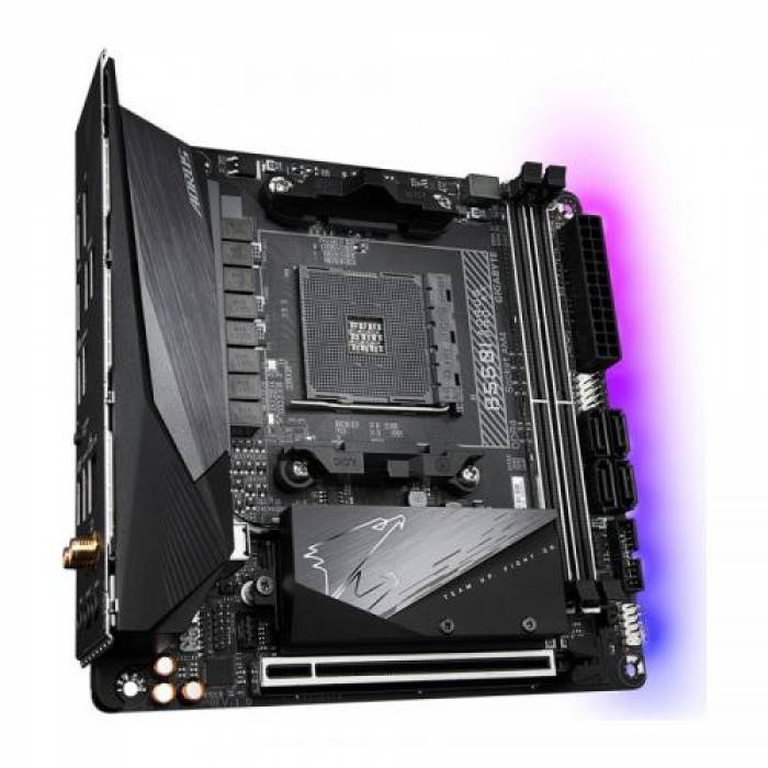 Placa de baza GIGABYTE B550I AORUS PRO AX, AMD B550, socket AM4, mITX