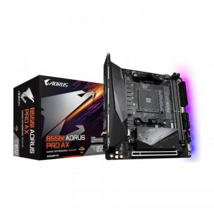 Placa de baza GIGABYTE B550I AORUS PRO AX, AMD B550, socket AM4, mITX