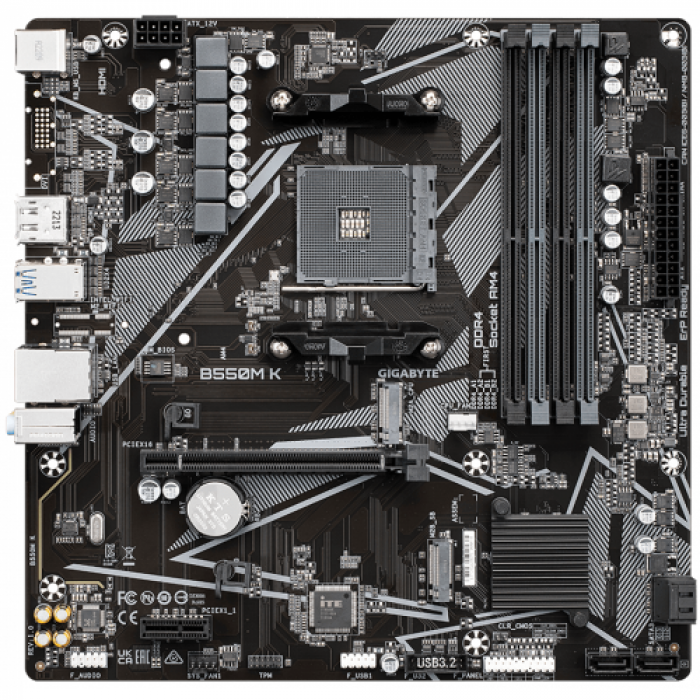 Placa de baza Gigabyte B550M K, AMD B550, Socket AM4, mATX