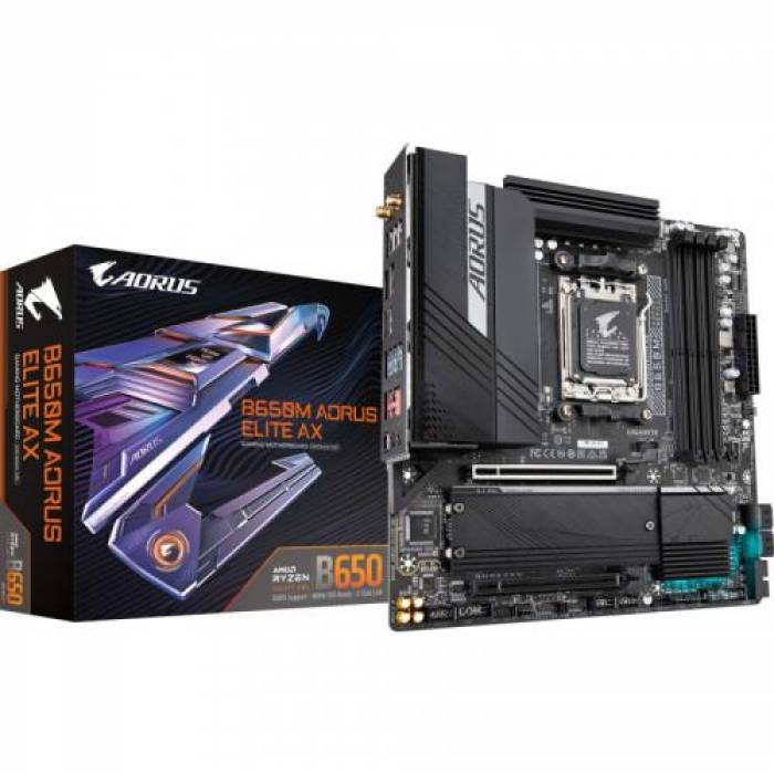 Placa de baza Gigabyte B650M AORUS ELITE AX, AMD B650, Socket AM5, ATX