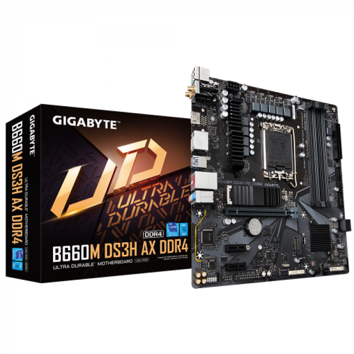 Placa de baza GIGABYTE B660M DS3H AX DDR4, Intel B660, Socket 1700, mATX