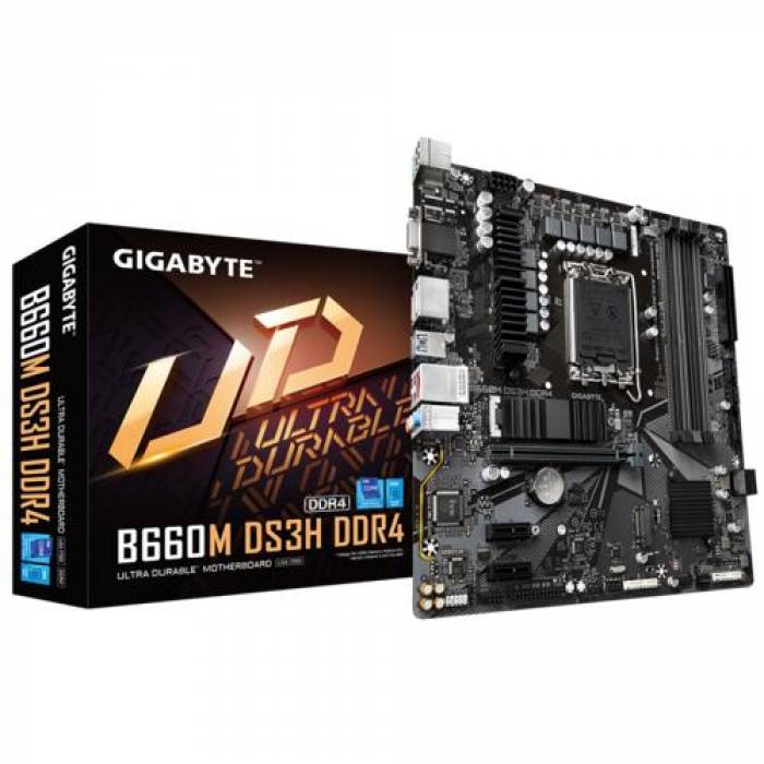 Placa de baza GIGABYTE B660M DS3H DDR4, Intel B660, Socket 1700, mATX