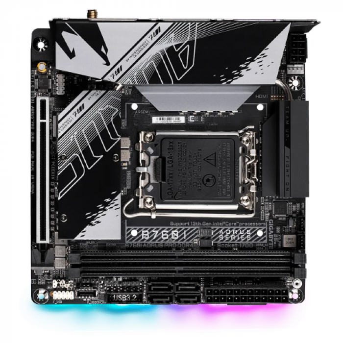 Placa de baza Gigabyte B760I AORUS PRO DDR4, Intel B760, Socket 1700, mITX