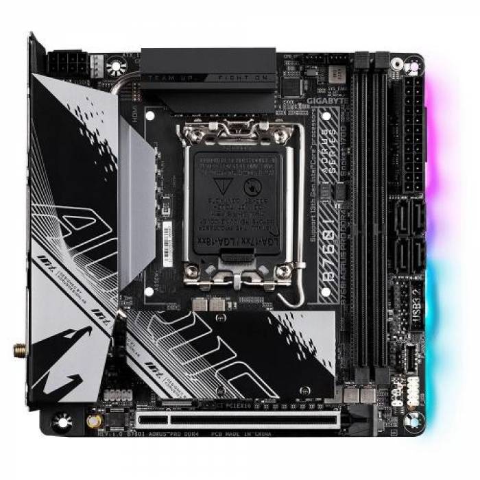 Placa de baza Gigabyte B760I AORUS PRO DDR4, Intel B760, Socket 1700, mITX