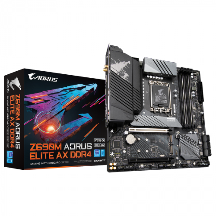 Placa de baza GIGABYTE Z690M AORUS ELITE AX DDR4, Intel Z690, socket 1700, mATX