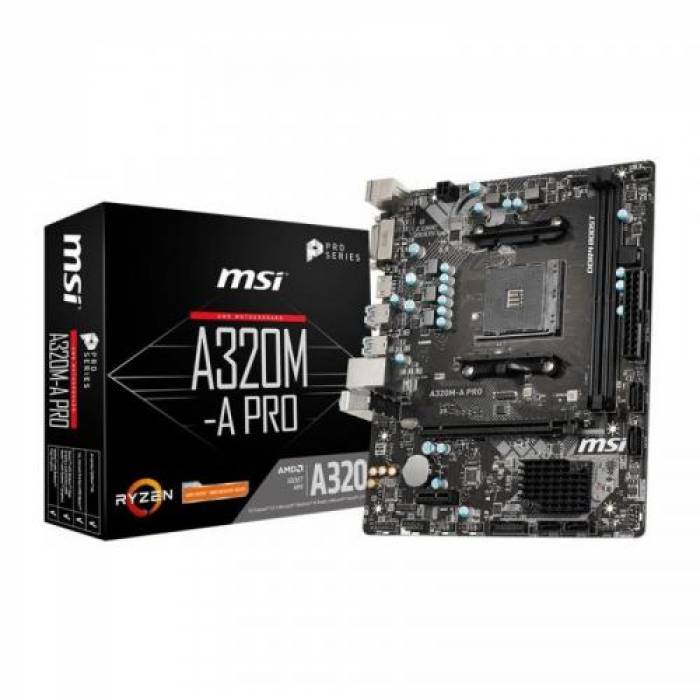 Placa de baza MSI A320M-A PRO, AMD A320, Socket AM4, mATX