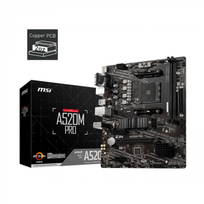 Placa de baza MSI A520M PRO, AMD A520, socket AM4, mATX Placa de baza MSI A520M PRO, AMD A520, socket AM4, mATX